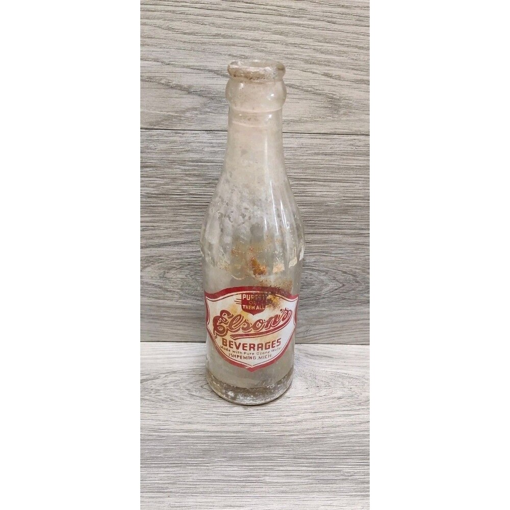 Rare Vintage Elsons Beverages Bottles Ishpeming MI Upper Peninsula Soda ACL